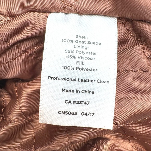 TALBOTS Women's 12 Brown Goat Suede Leather Asymmetrical Zip Pockets Moto Jacket - Picture 5 of 9